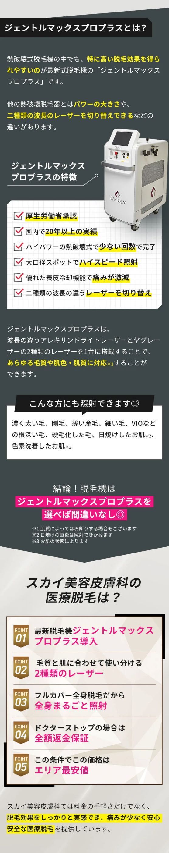 ジェントルマックスプロプラスとは？スカイ美容皮膚科の医療脱毛が選ばれるポイント